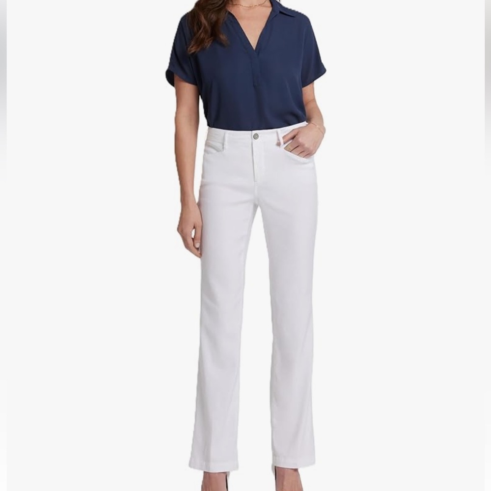 NYDJ Curves 360 The Trouser Optic White New With Tag Size 12